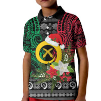 Vanuatu Pig's Tusk Meri Krismas! Kid Polo Shirt Vanuatuan Ancient Art Spirit LT9 Kid Black - Polynesian Pride