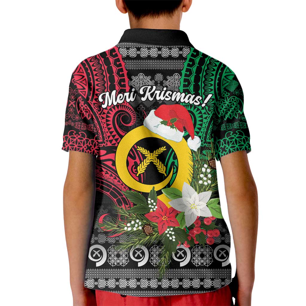 Vanuatu Pig's Tusk Meri Krismas! Kid Polo Shirt Vanuatuan Ancient Art Spirit LT9 - Polynesian Pride