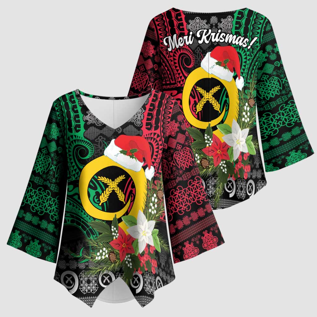 Vanuatu Pig's Tusk Meri Krismas! Kimono Sleeve Blouse Vanuatuan Ancient Art Spirit LT9 - Polynesian Pride
