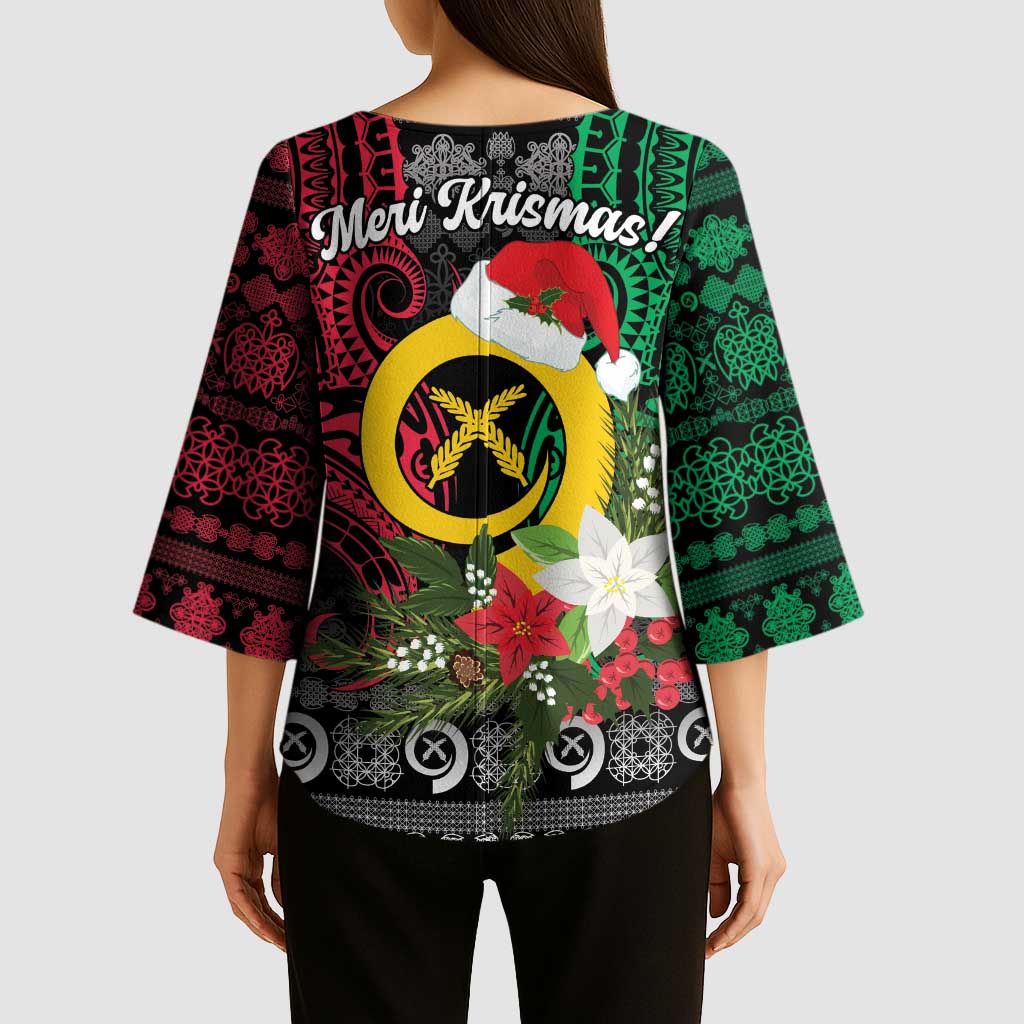 Vanuatu Pig's Tusk Meri Krismas! Kimono Sleeve Blouse Vanuatuan Ancient Art Spirit LT9 - Polynesian Pride