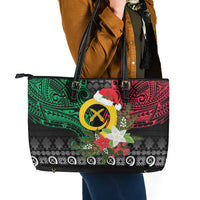 Vanuatu Pig's Tusk Meri Krismas! Leather Tote Bag Vanuatuan Ancient Art Spirit LT9 - Polynesian Pride