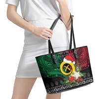 Vanuatu Pig's Tusk Meri Krismas! Leather Tote Bag Vanuatuan Ancient Art Spirit LT9 - Polynesian Pride