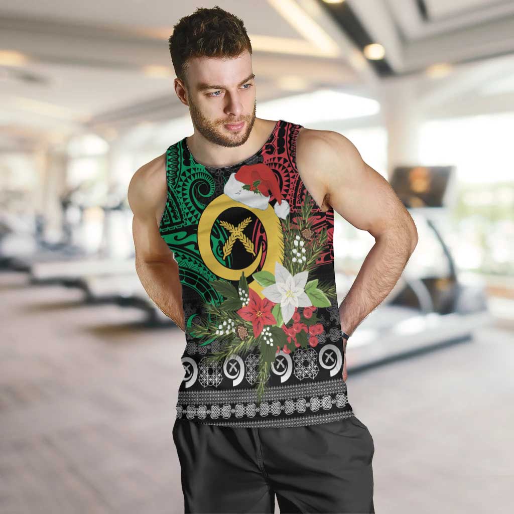 Vanuatu Pig's Tusk Meri Krismas! Men Tank Top Vanuatuan Ancient Art Spirit LT9 Black - Polynesian Pride