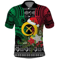 Vanuatu Pig's Tusk Meri Krismas! Polo Shirt Vanuatuan Ancient Art Spirit LT9 Black - Polynesian Pride