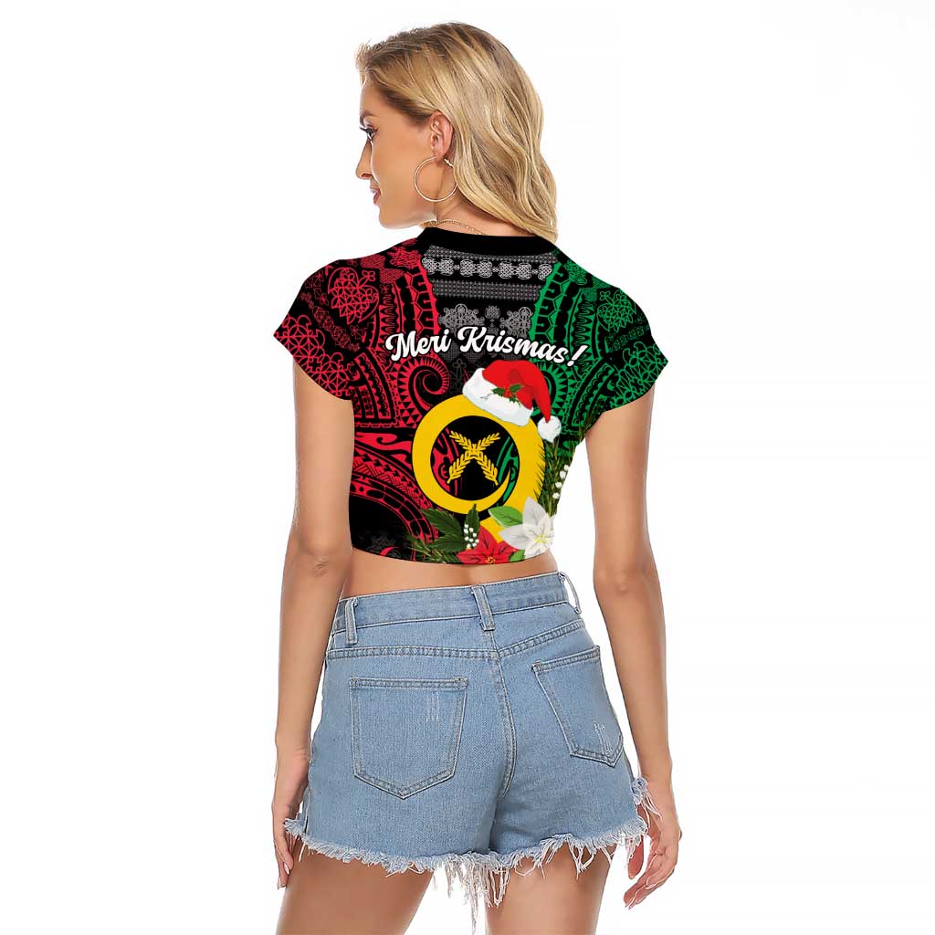 Vanuatu Pig's Tusk Meri Krismas! Raglan Cropped T Shirt Vanuatuan Ancient Art Spirit LT9 - Polynesian Pride