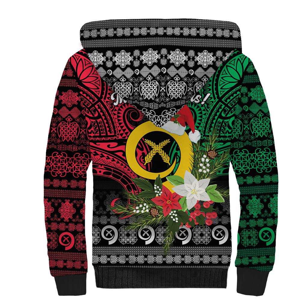 Vanuatu Pig's Tusk Meri Krismas! Sherpa Hoodie Vanuatuan Ancient Art Spirit LT9 - Polynesian Pride