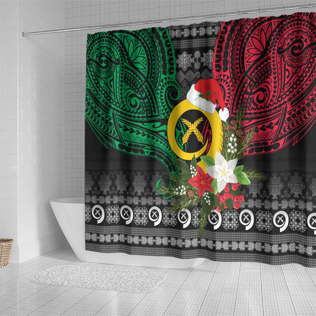 Vanuatu Pig's Tusk Meri Krismas! Shower Curtain Vanuatuan Ancient Art Spirit LT9 - Polynesian Pride
