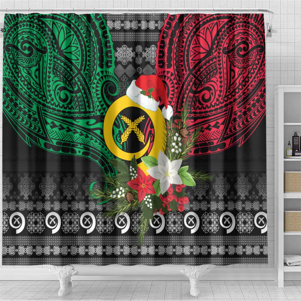 Vanuatu Pig's Tusk Meri Krismas! Shower Curtain Vanuatuan Ancient Art Spirit LT9 - Polynesian Pride