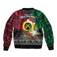 Vanuatu Pig's Tusk Meri Krismas! Sleeve Zip Bomber Jacket Vanuatuan Ancient Art Spirit - Polynesian Pride