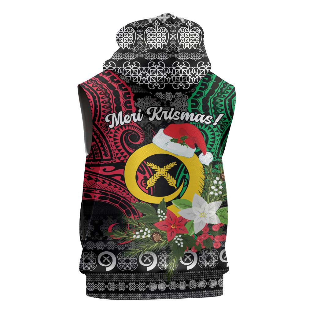 Vanuatu Pig's Tusk Meri Krismas! Sleeveless Zip Hoodie Vanuatuan Ancient Art Spirit LT9 - Polynesian Pride