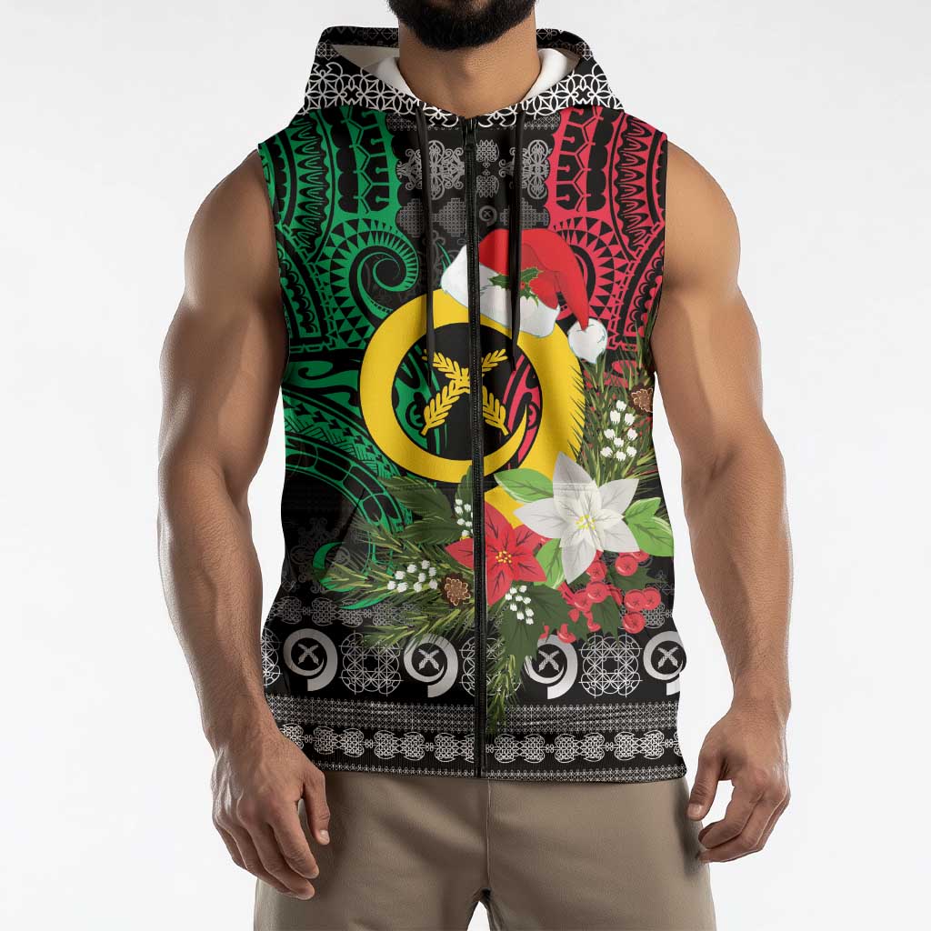 Vanuatu Pig's Tusk Meri Krismas! Sleeveless Zip Hoodie Vanuatuan Ancient Art Spirit LT9 - Polynesian Pride