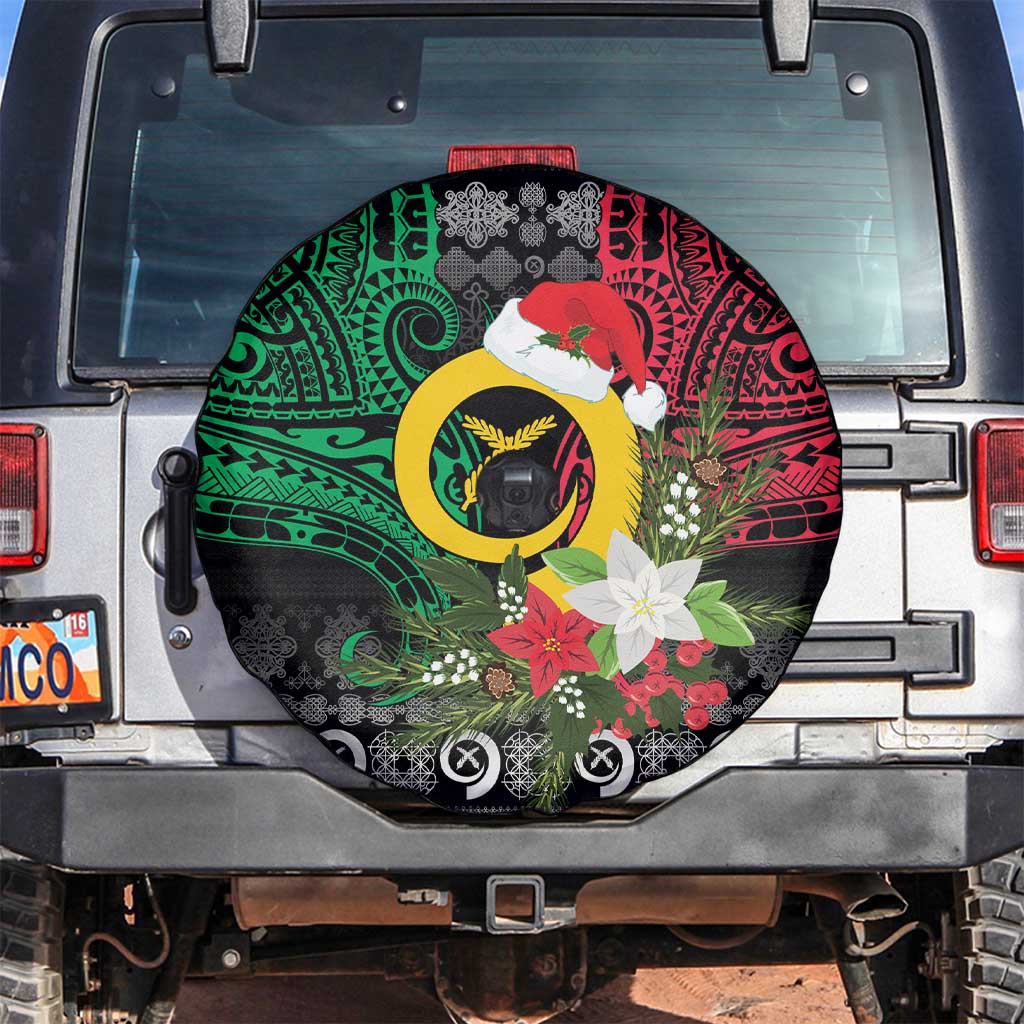 Vanuatu Pig's Tusk Meri Krismas! Spare Tire Cover Vanuatuan Ancient Art Spirit LT9 Black - Polynesian Pride