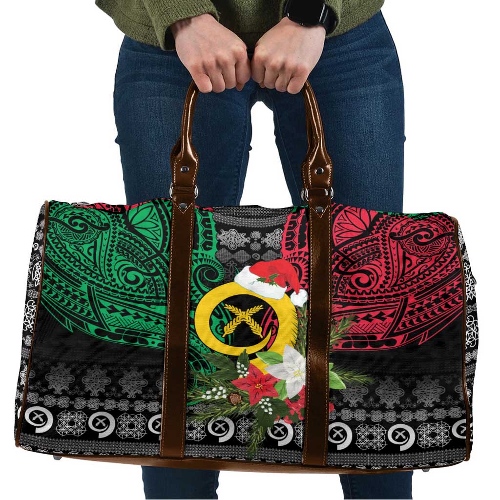 Vanuatu Pig's Tusk Meri Krismas! Travel Bag Vanuatuan Ancient Art Spirit LT9 Black - Polynesian Pride