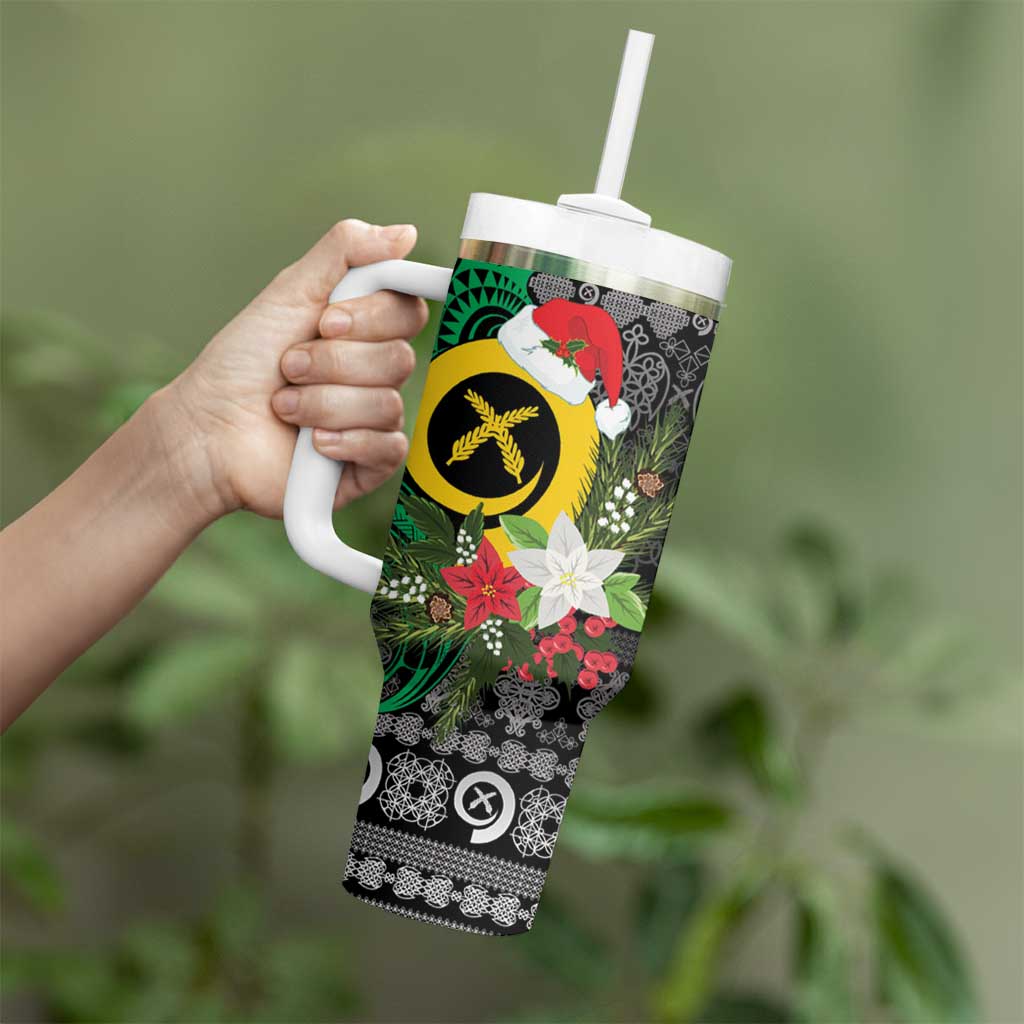 Vanuatu Pig's Tusk Meri Krismas! Tumbler With Handle Vanuatuan Ancient Art Spirit LT9 - Polynesian Pride