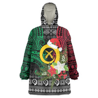 Vanuatu Pig's Tusk Meri Krismas! Wearable Blanket Hoodie Vanuatuan Ancient Art Spirit LT9 One Size Black - Polynesian Pride