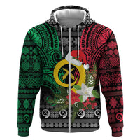 Vanuatu Pig's Tusk Meri Krismas! Zip Hoodie Vanuatuan Ancient Art Spirit LT9 Zip Hoodie Black - Polynesian Pride