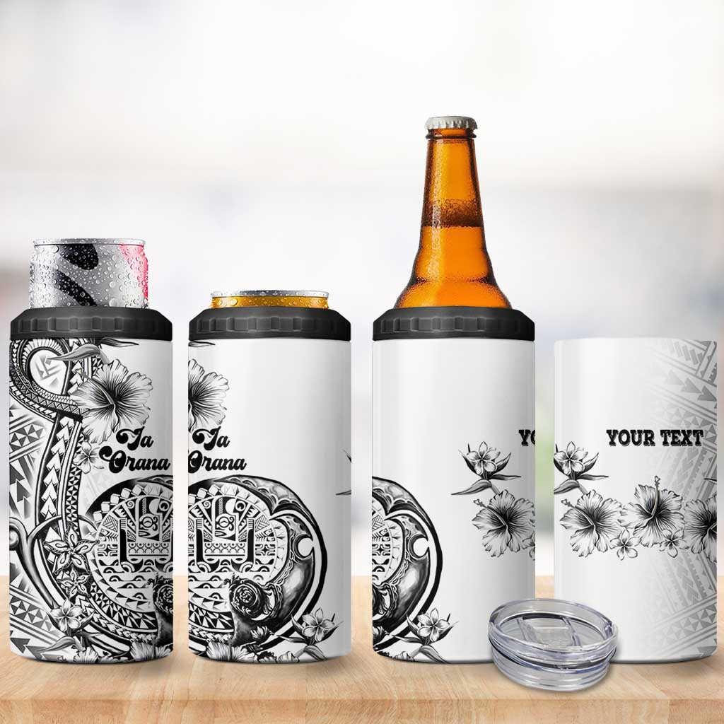 Ia Orana Tahiti Personalised 4 in 1 Can Cooler Tumbler French Polynesia Hook Tattoo Special White Color LT9 - Polynesian Pride