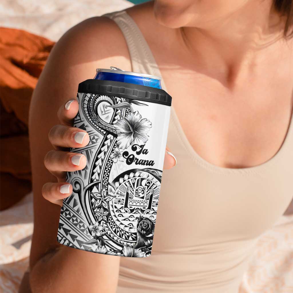 Ia Orana Tahiti Personalised 4 in 1 Can Cooler Tumbler French Polynesia Hook Tattoo Special White Color LT9 - Polynesian Pride