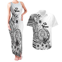 Ia Orana Tahiti Personalised Couples Matching Tank Maxi Dress and Hawaiian Shirt French Polynesia Hook Tattoo Special White Color LT9 White - Polynesian Pride