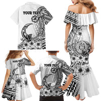 Ia Orana Tahiti Personalised Family Matching Mermaid Dress and Hawaiian Shirt French Polynesia Hook Tattoo Special White Color LT9 - Polynesian Pride