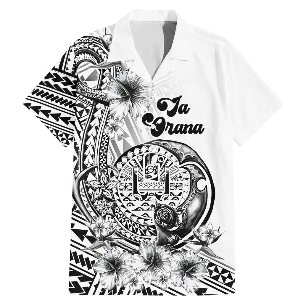 Ia Orana Tahiti Personalised Family Matching Mermaid Dress and Hawaiian Shirt French Polynesia Hook Tattoo Special White Color LT9 Dad's Shirt - Short Sleeve White - Polynesian Pride