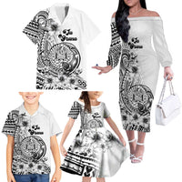 Ia Orana Tahiti Personalised Family Matching Off Shoulder Long Sleeve Dress and Hawaiian Shirt French Polynesia Hook Tattoo Special White Color LT9 - Polynesian Pride