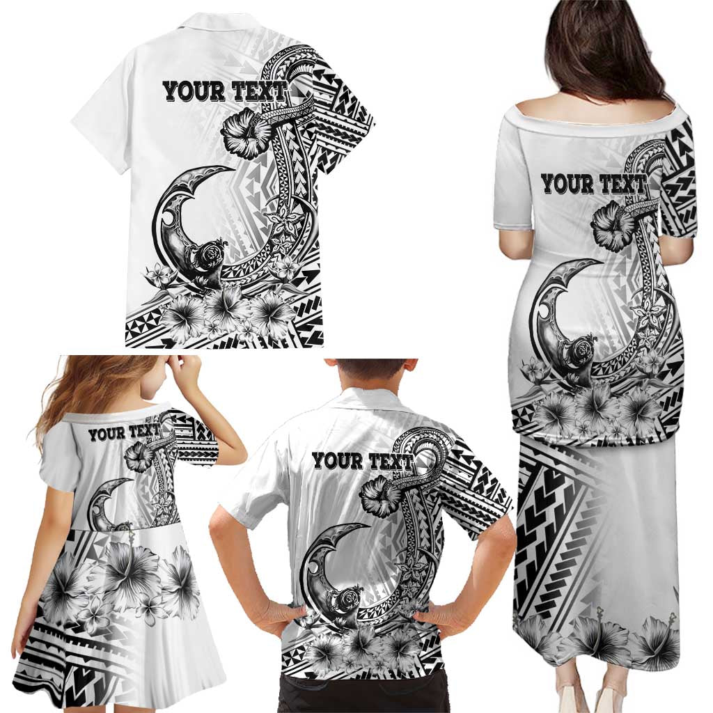 Ia Orana Tahiti Personalised Family Matching Puletasi Dress and Hawaiian Shirt French Polynesia Hook Tattoo Special White Color LT9 - Polynesian Pride