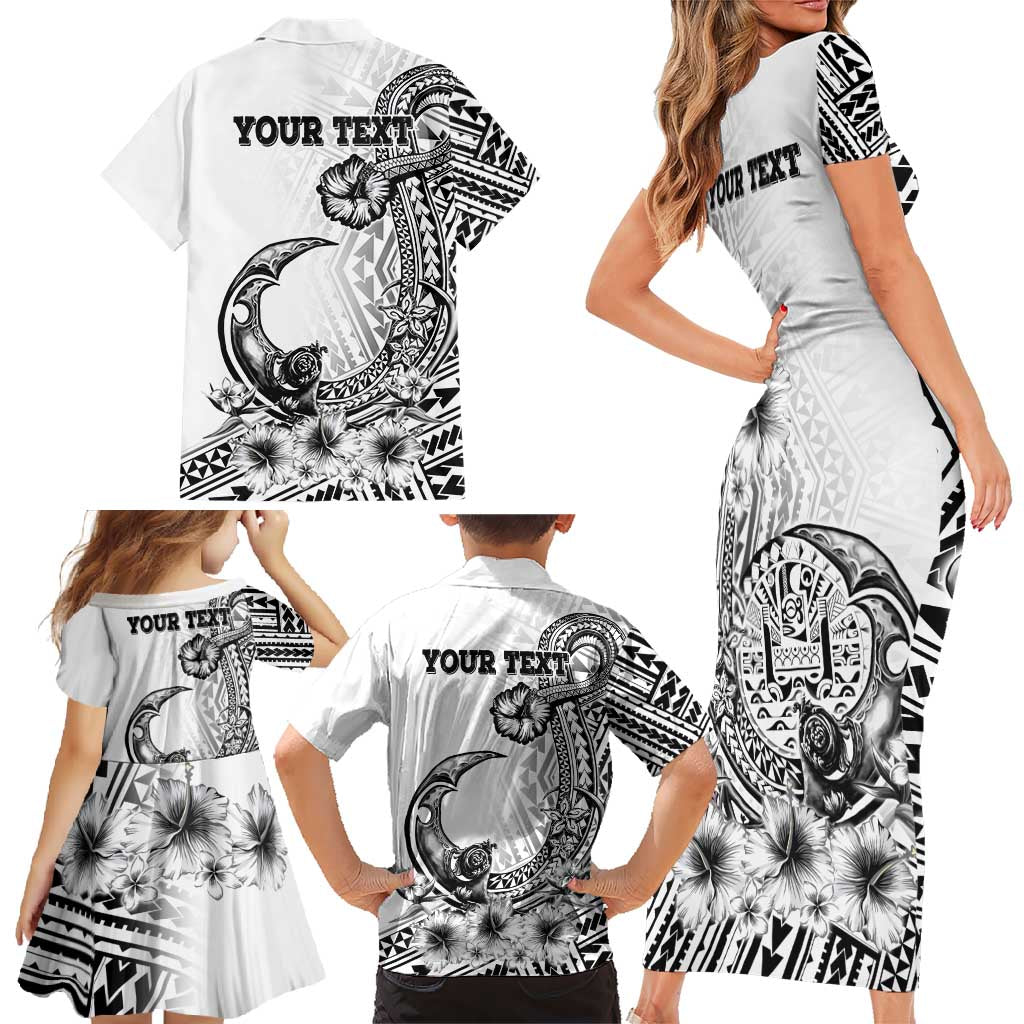 Ia Orana Tahiti Personalised Family Matching Short Sleeve Bodycon Dress and Hawaiian Shirt French Polynesia Hook Tattoo Special White Color LT9 - Polynesian Pride