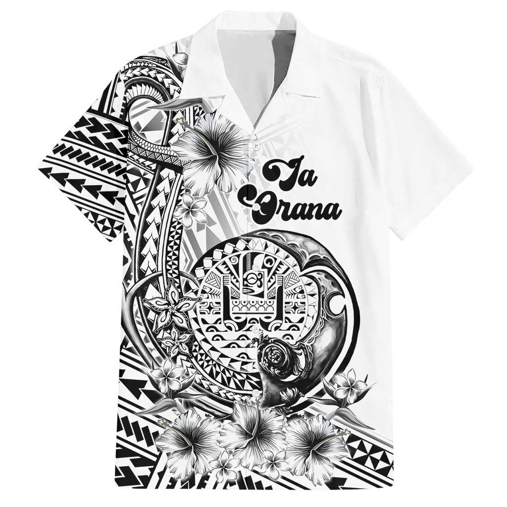 Ia Orana Tahiti Personalised Family Matching Short Sleeve Bodycon Dress and Hawaiian Shirt French Polynesia Hook Tattoo Special White Color LT9 Dad's Shirt - Short Sleeve White - Polynesian Pride