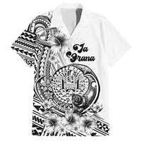 Ia Orana Tahiti Personalised Family Matching Short Sleeve Bodycon Dress and Hawaiian Shirt French Polynesia Hook Tattoo Special White Color LT9 Dad's Shirt - Short Sleeve White - Polynesian Pride