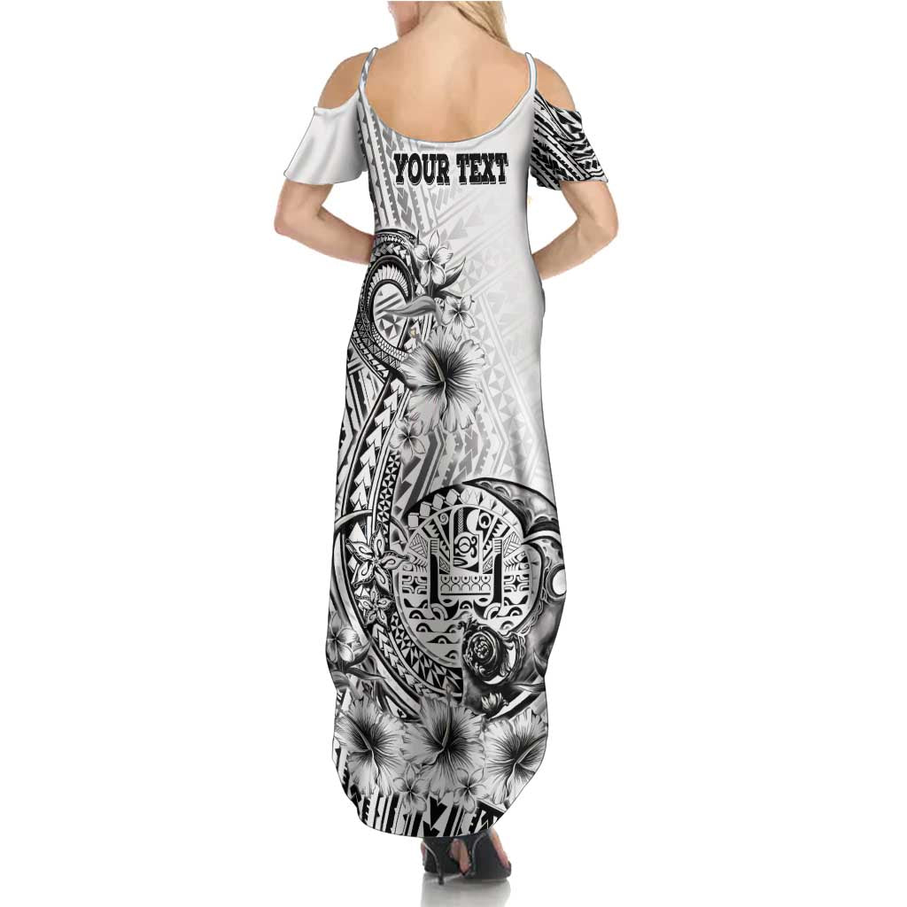 Ia Orana Tahiti Personalised Family Matching Summer Maxi Dress and Hawaiian Shirt French Polynesia Hook Tattoo Special White Color LT9 - Polynesian Pride