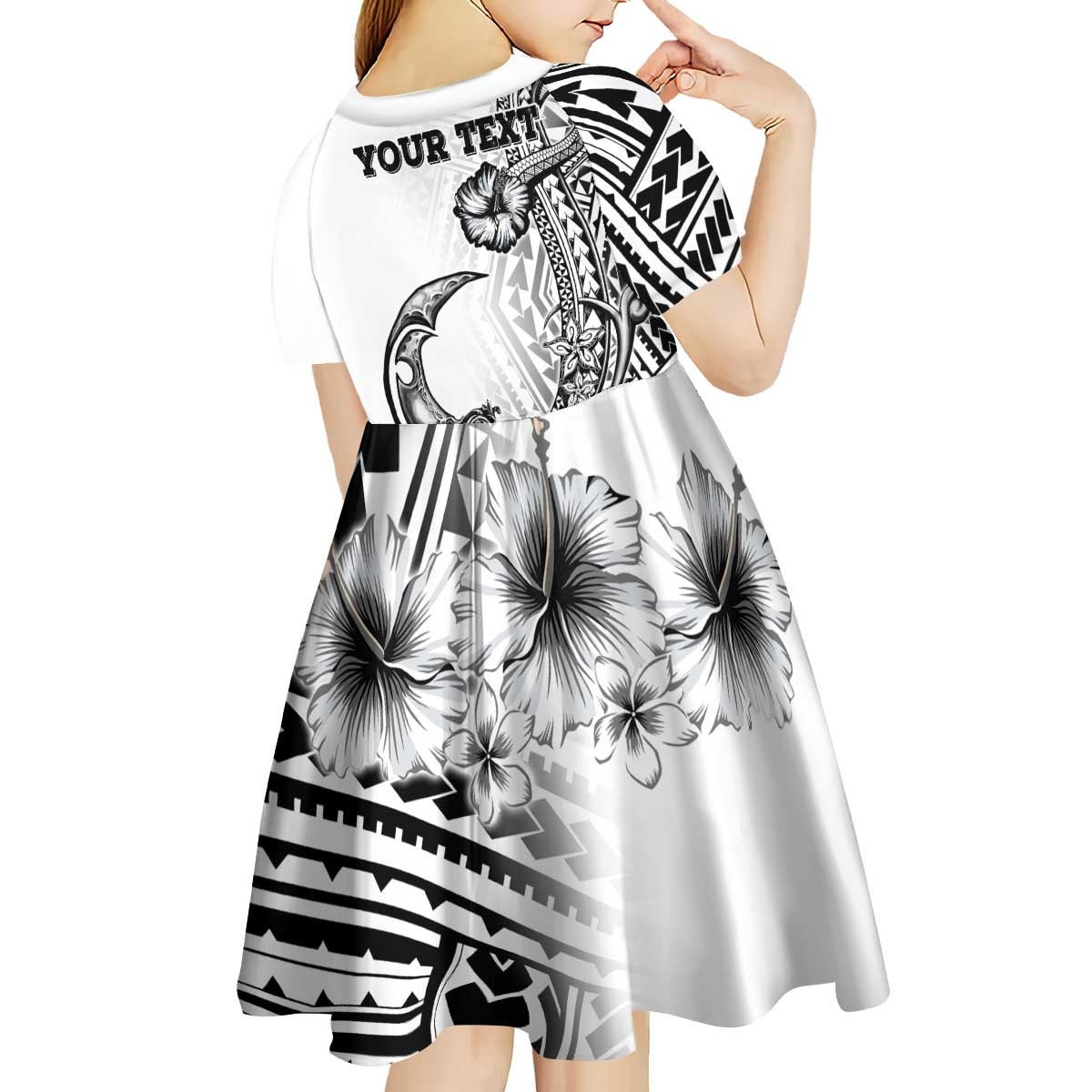 Ia Orana Tahiti Personalised Kid Short Sleeve Dress French Polynesia Hook Tattoo Special White Color LT9 - Polynesian Pride