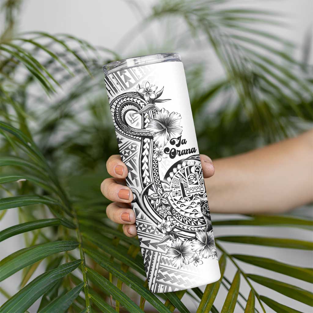 Ia Orana Tahiti Personalised Skinny Tumbler French Polynesia Hook Tattoo Special White Color LT9 - Polynesian Pride