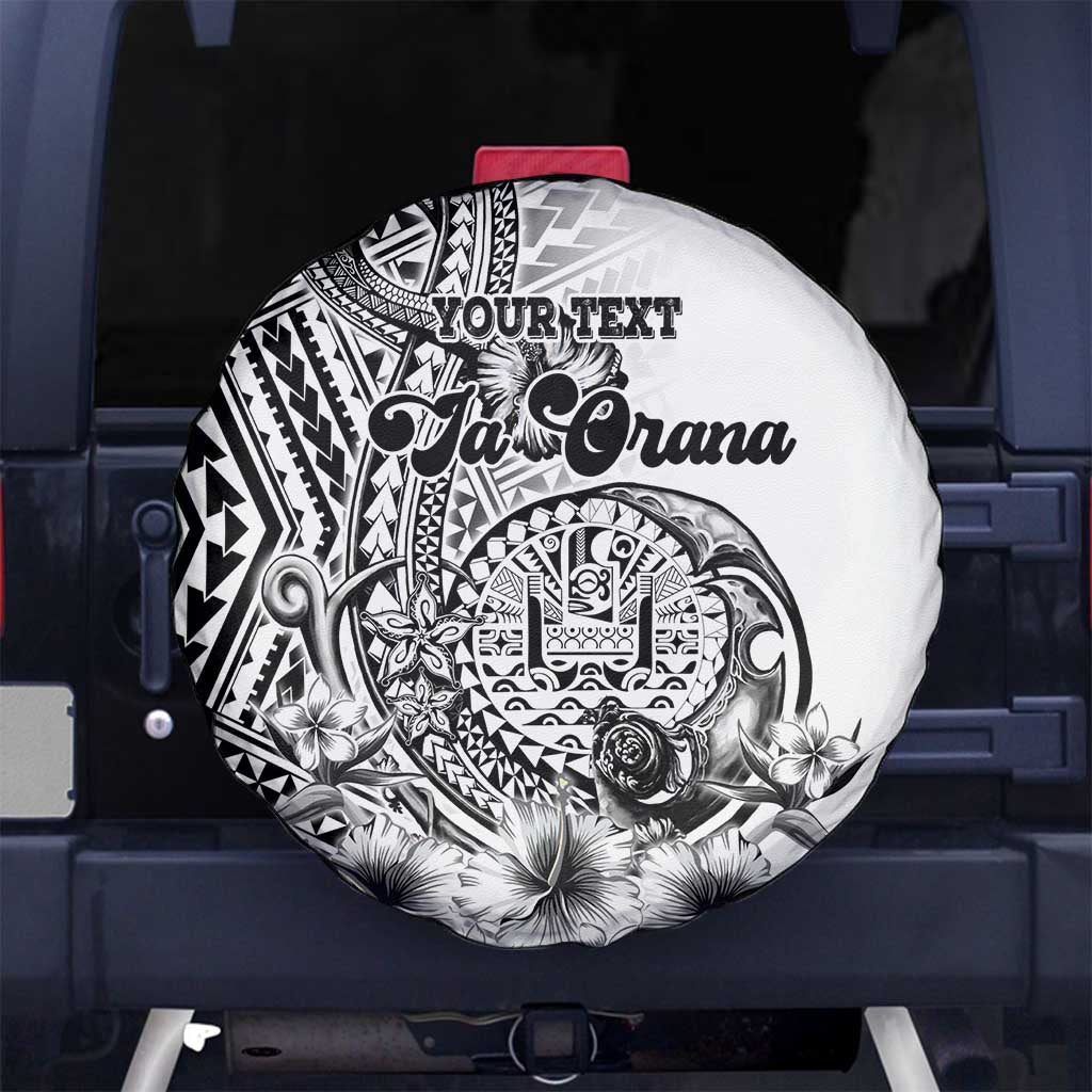 Ia Orana Tahiti Personalised Spare Tire Cover French Polynesia Hook Tattoo Special White Color LT9 No hole White - Polynesian Pride