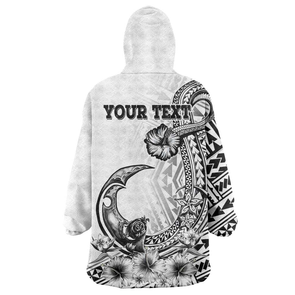 Ia Orana Tahiti Personalised Wearable Blanket Hoodie French Polynesia Hook Tattoo Special White Color LT9 - Polynesian Pride