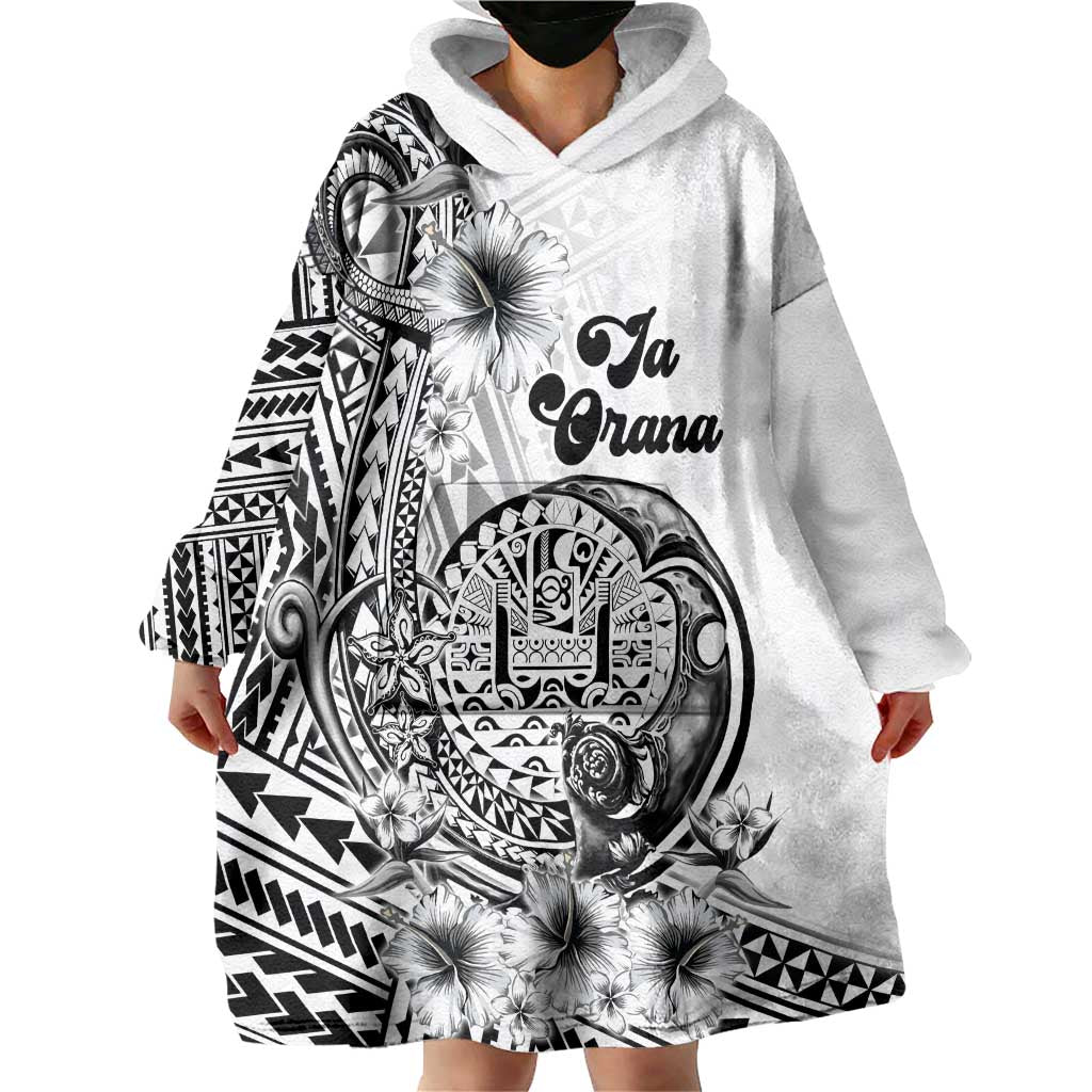 Ia Orana Tahiti Personalised Wearable Blanket Hoodie French Polynesia Hook Tattoo Special White Color LT9 - Polynesian Pride