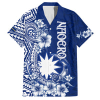 Nauru Independence Personalised Family Matching Summer Maxi Dress and Hawaiian Shirt Naoero Hook Tattoo Special Polynesian Pattern LT9 Dad's Shirt - Short Sleeve Blue - Polynesian Pride