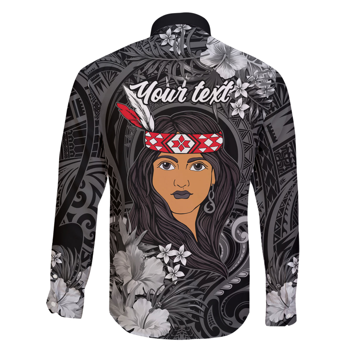 New Zealand Custom Women's Day Family Matching Short Sleeve Bodycon Dress and Hawaiian Shirt Maori Girl Feathers of Hope - Black LT9 - Polynesian Pride