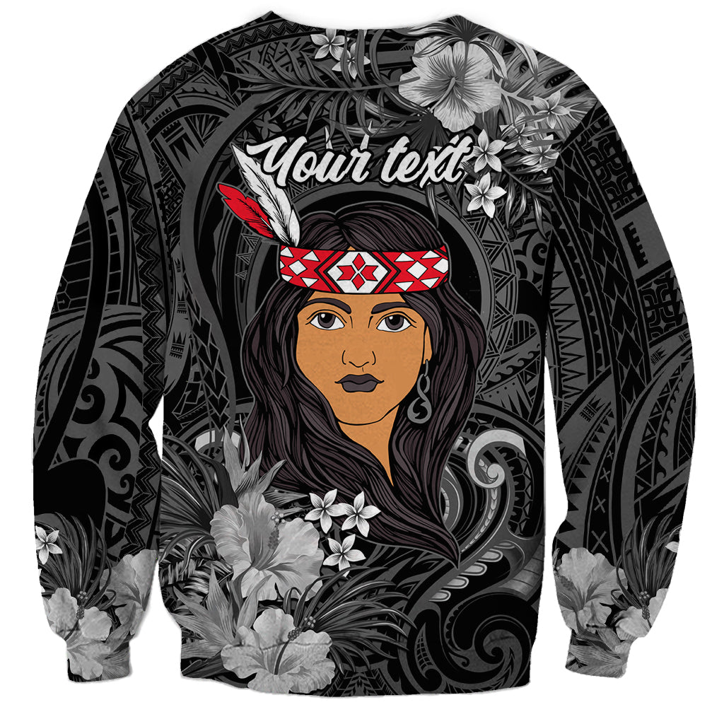 New Zealand Custom Women's Day Sweatshirt Maori Girl Feathers of Hope - Black LT9 - Polynesian Pride