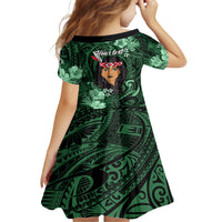 New Zealand Custom Women's Day Family Matching Tank Maxi Dress and Hawaiian Shirt Maori Girl Feathers of Hope - Green LT9 - Polynesian Pride