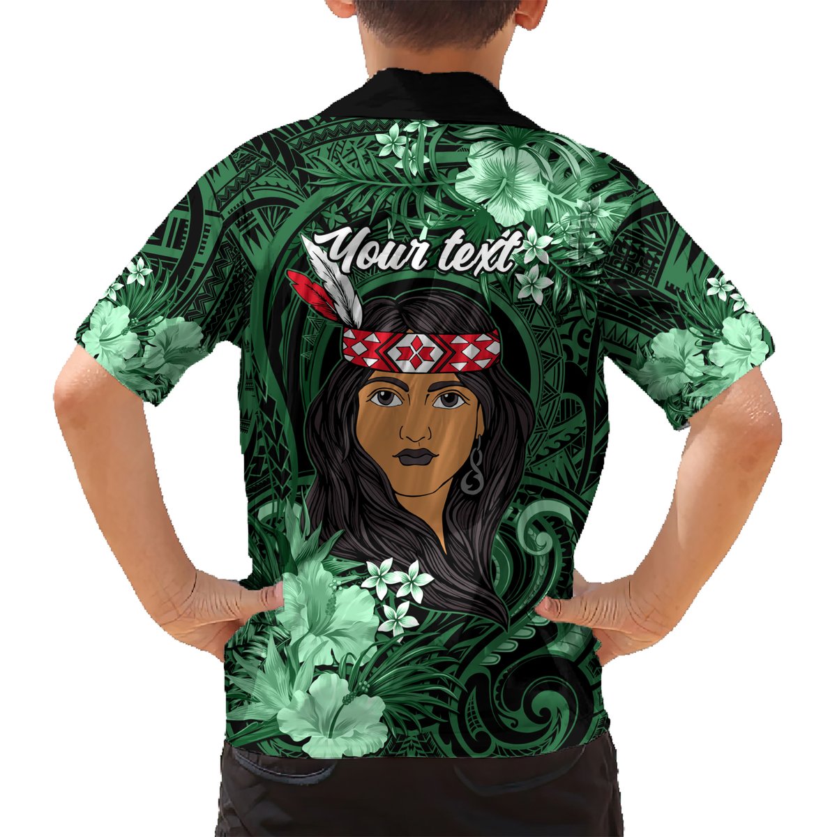 New Zealand Custom Women's Day Hawaiian Shirt Maori Girl Feathers of Hope - Green LT9 - Polynesian Pride