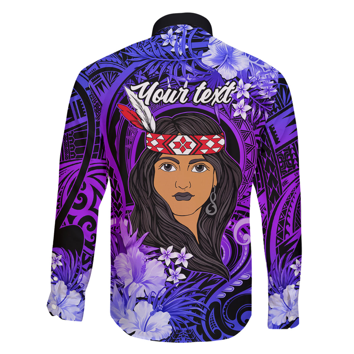 New Zealand Custom Women's Day Family Matching Tank Maxi Dress and Hawaiian Shirt Maori Girl Feathers of Hope - Purple LT9 - Polynesian Pride