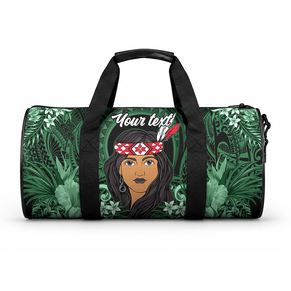 New Zealand Custom Women's Day Duffle Bag Maori Girl Feathers of Hope - Green LT9 One size Green - Polynesian Pride