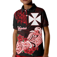 (Custom Personalised) Wallis et Futuna Kid Polo Shirt Polynesian Floral Tribal LT9 Kid Black - Polynesian Pride