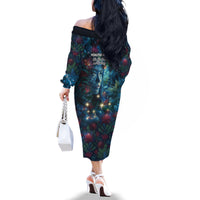 New Zealand Matariki Pohutukawa Family Matching Off The Shoulder Long Sleeve Dress and Hawaiian Shirt Te Mauri te Ora LT9 - Polynesian Pride