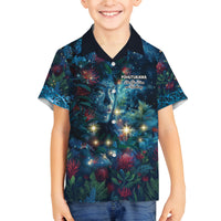New Zealand Matariki Pohutukawa Family Matching Off The Shoulder Long Sleeve Dress and Hawaiian Shirt Te Mauri te Ora LT9 Son's Shirt Art - Polynesian Pride