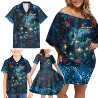 New Zealand Matariki Pohutukawa Family Matching Off Shoulder Short Dress and Hawaiian Shirt Te Mauri te Ora LT9 - Polynesian Pride