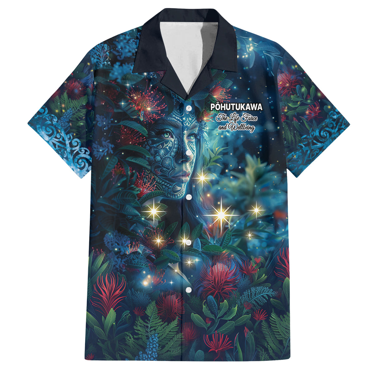 New Zealand Matariki Pohutukawa Family Matching Off Shoulder Short Dress and Hawaiian Shirt Te Mauri te Ora LT9 Dad's Shirt - Short Sleeve Art - Polynesian Pride