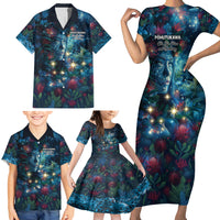 New Zealand Matariki Pohutukawa Family Matching Short Sleeve Bodycon Dress and Hawaiian Shirt Te Mauri te Ora LT9 - Polynesian Pride