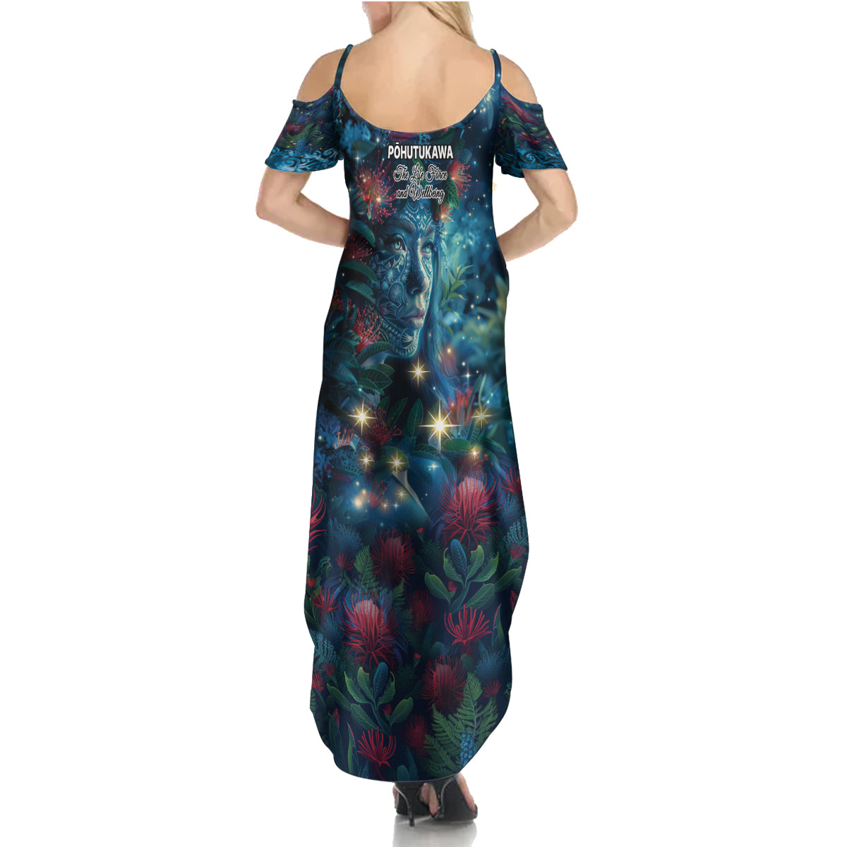 New Zealand Matariki Pohutukawa Family Matching Summer Maxi Dress and Hawaiian Shirt Te Mauri te Ora LT9 - Polynesian Pride